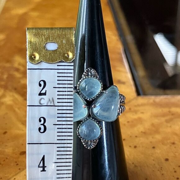 Genuine Aquamarine Sterling Silver Ring Size 6 - Picture 7 of 9